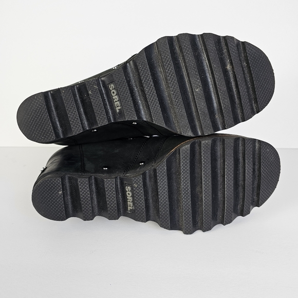 SOREL Joan of Arctic Wedge Lace Up Leather Boots 8.5 Black - Picture 7 of 12